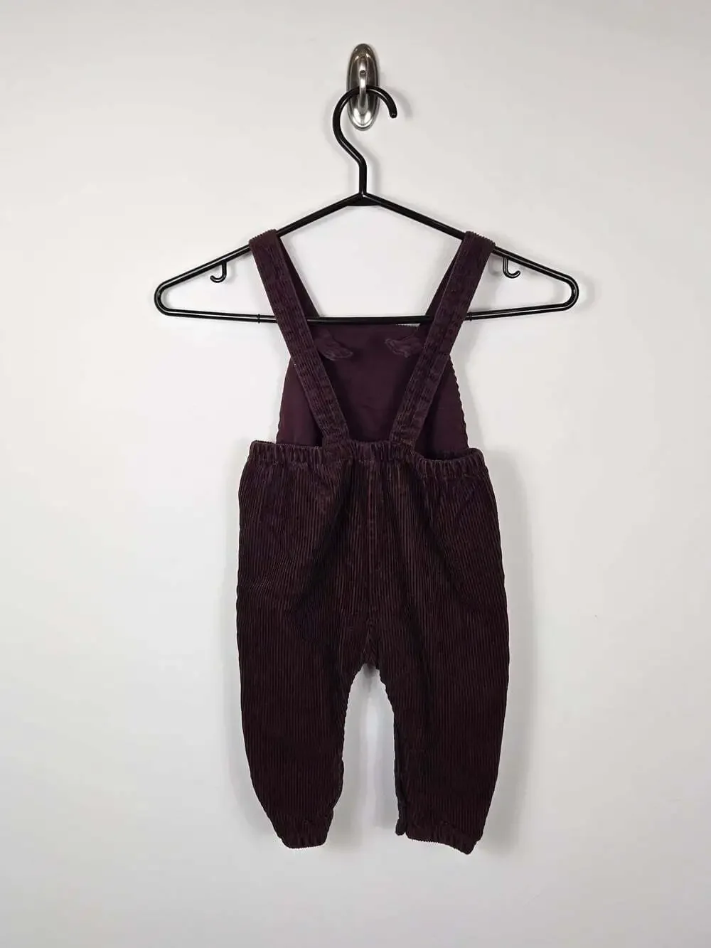 H&M Baby Corduroy Overalls 6-9M Brown Plum Organic Cotton Dungarees